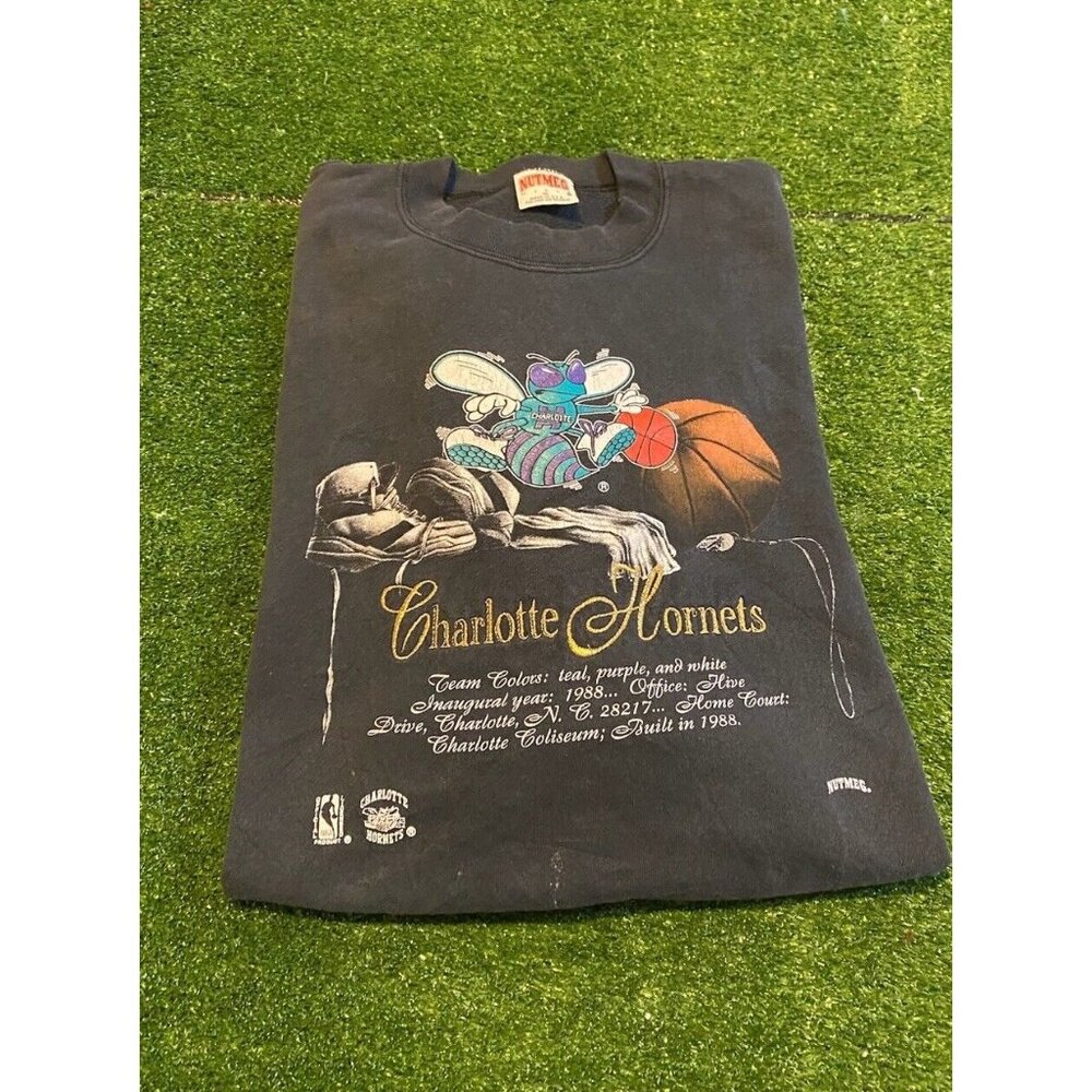 Vintage Charlotte Hornets sweatshirt mens extra large black basketball NBA RK
